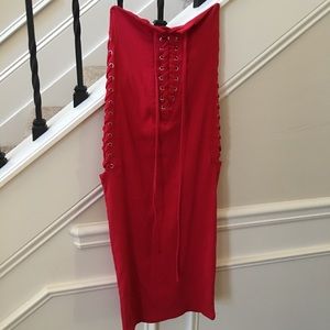 Fashion Nova red strapless dress